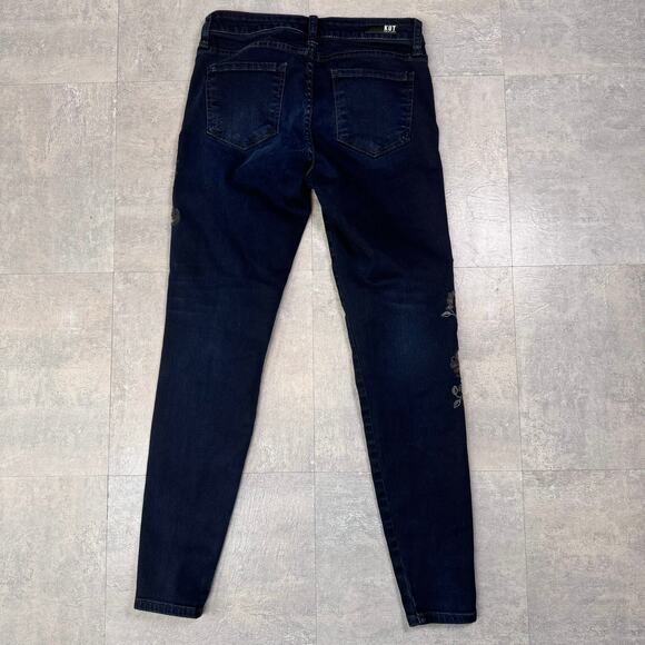 Kut From The Kloth Dark Wash Donna Ankle Skinny Jean Womens Size 0 Embroidered - Picture 6 of 11